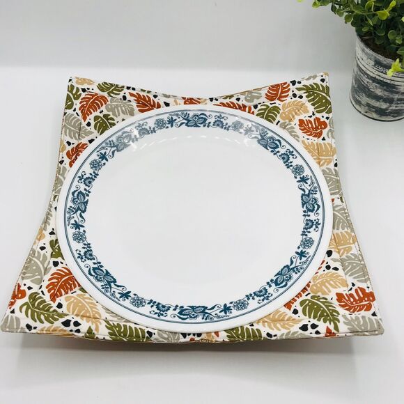 Set of Three Microwave Bowl Cozy Holder, Reversible, Monstera Plant Leaves Print - Picture 7 of 10